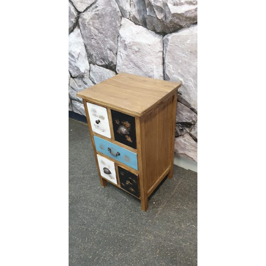 Bedside/Lamp Table - Mindi Wood - Five Drawer - Brown Finish