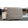 Dahlia Buttoned Queen Headboard - Stone Grey Velvet