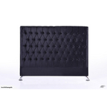 Dahlia Buttoned King Headboard - Black Velvet