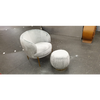 Occasional Arm Chair with Ottoman - Light Grey Velvet