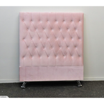 Dahlia Buttoned King Single Headboard - Pink Velvet