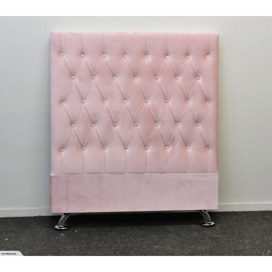 Dahlia Buttoned King Single Headboard - Pink Velvet