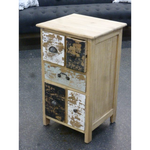 Bedside/Lamp Table - Mindi Wood - Five Drawer - Natural Wax Vintage
