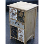 Bedside/Lamp Table - Mindi Wood - Five Drawer - Natural Wax Vintage