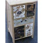 Bedside/Lamp Table - Mindi Wood - Five Drawer - Natural Wax Vintage