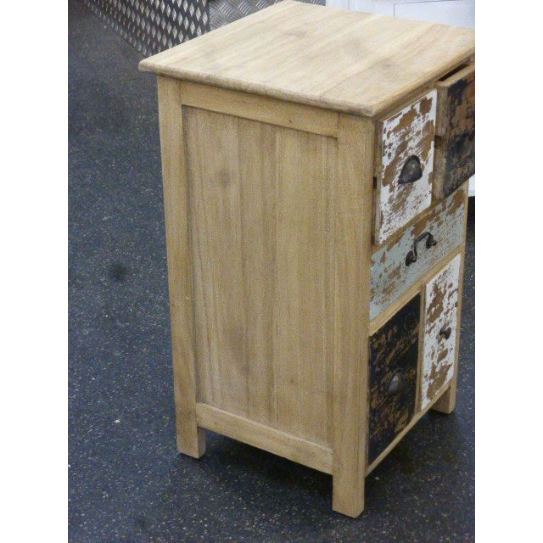 Bedside/Lamp Table - Mindi Wood - Five Drawer - Natural Wax Vintage