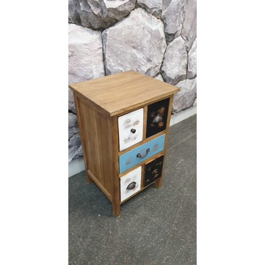 Bedside/Lamp Table - Mindi Wood - Five Drawer - Brown Finish