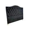 Nero Buttoned Queen Headboard - Black Velvet